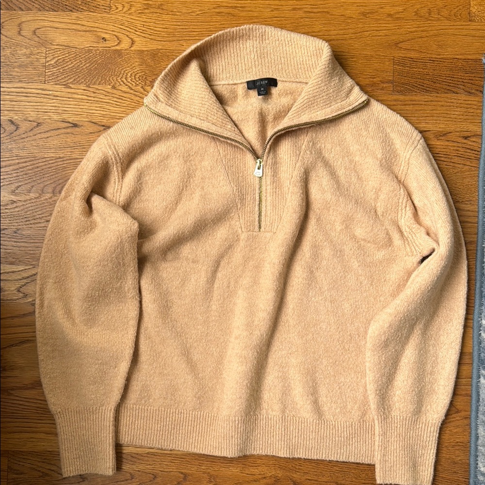 J Crew Tan Half-Zip Sweater